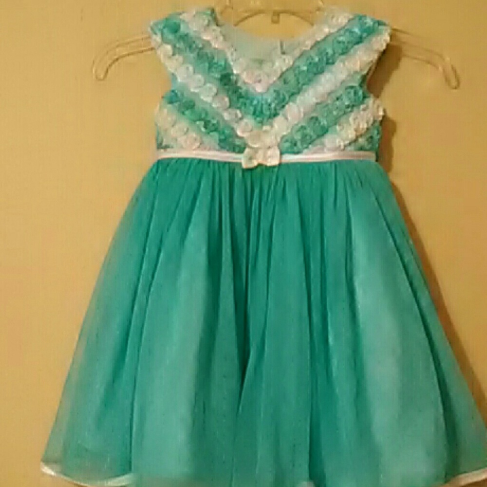 Aqua with white flowers,  size 3T, by Jona Michel